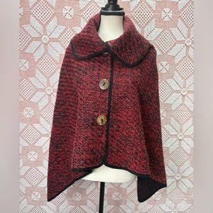 Women's Red and Black Sweater Cape